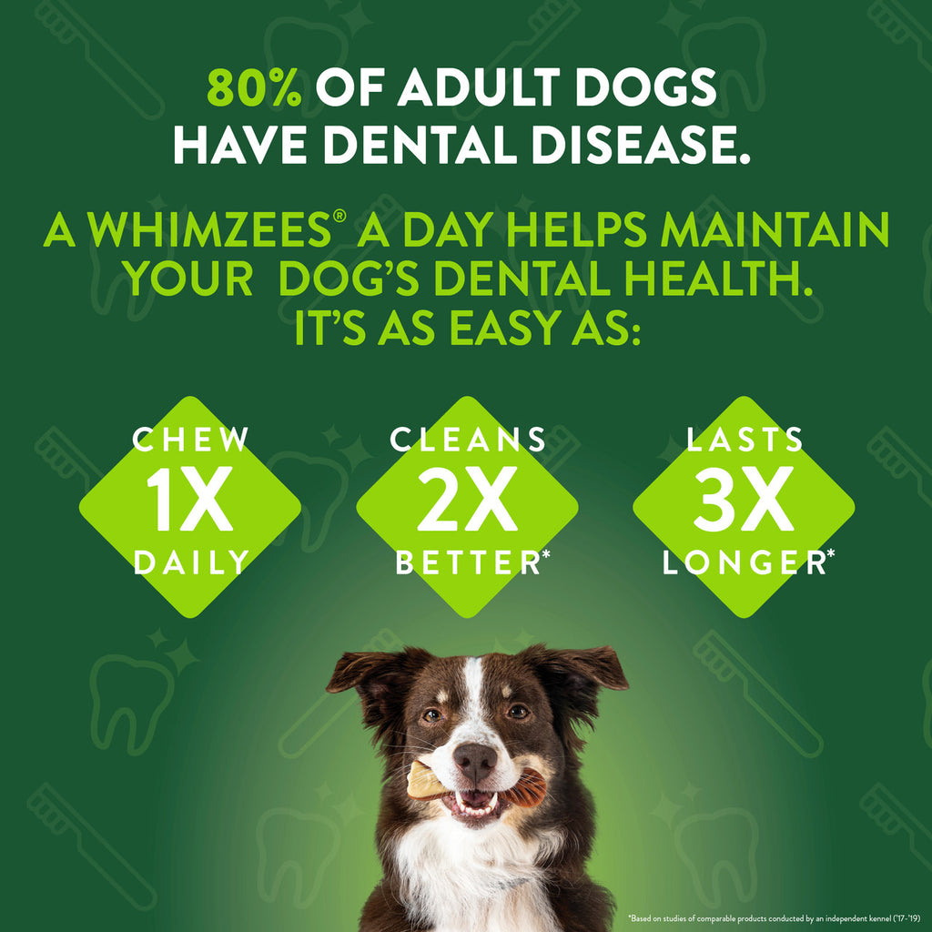 Whimzees brushzeezes dental chews for dogs (4 X 7.4oz )