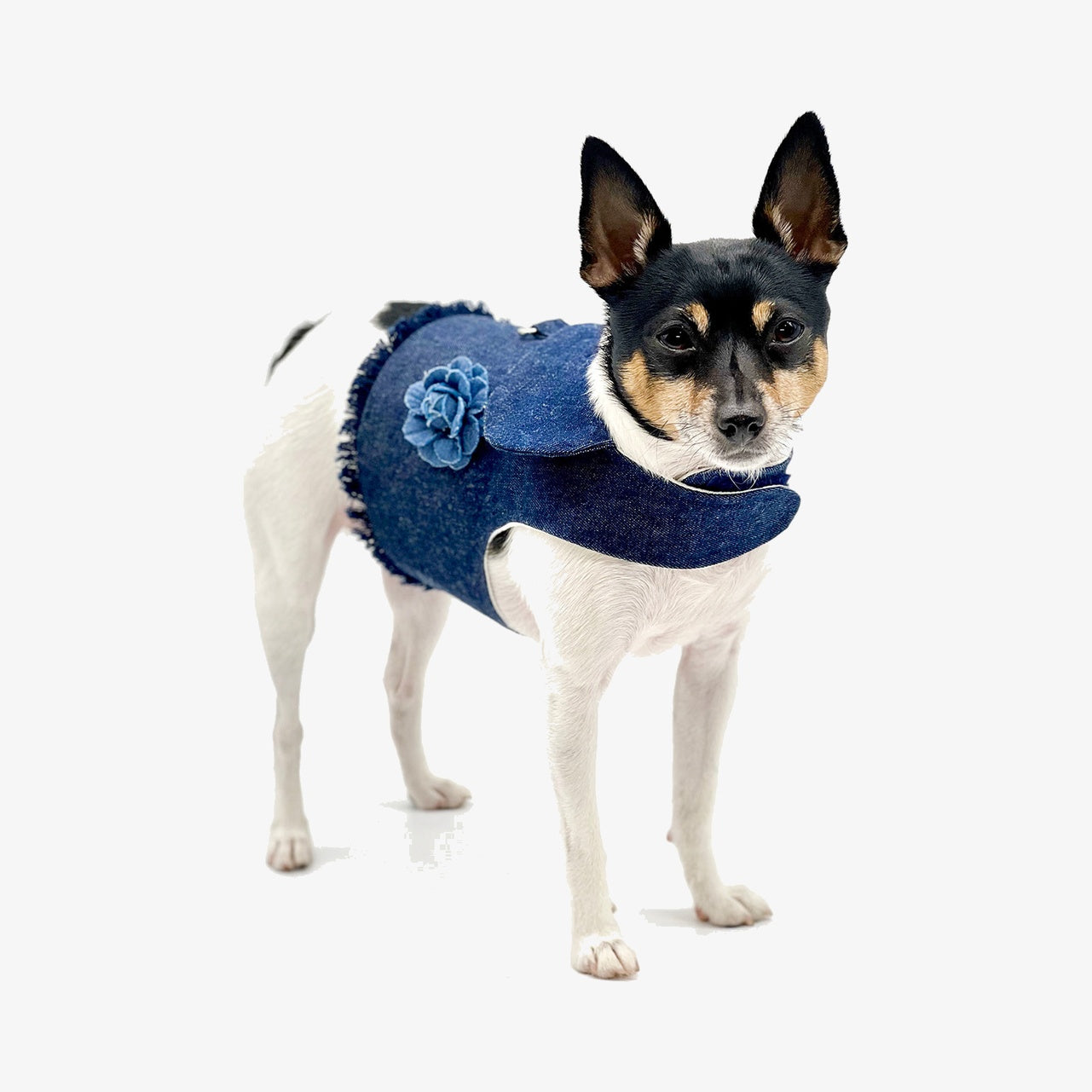 DCNY Denim Flower Harness Vest