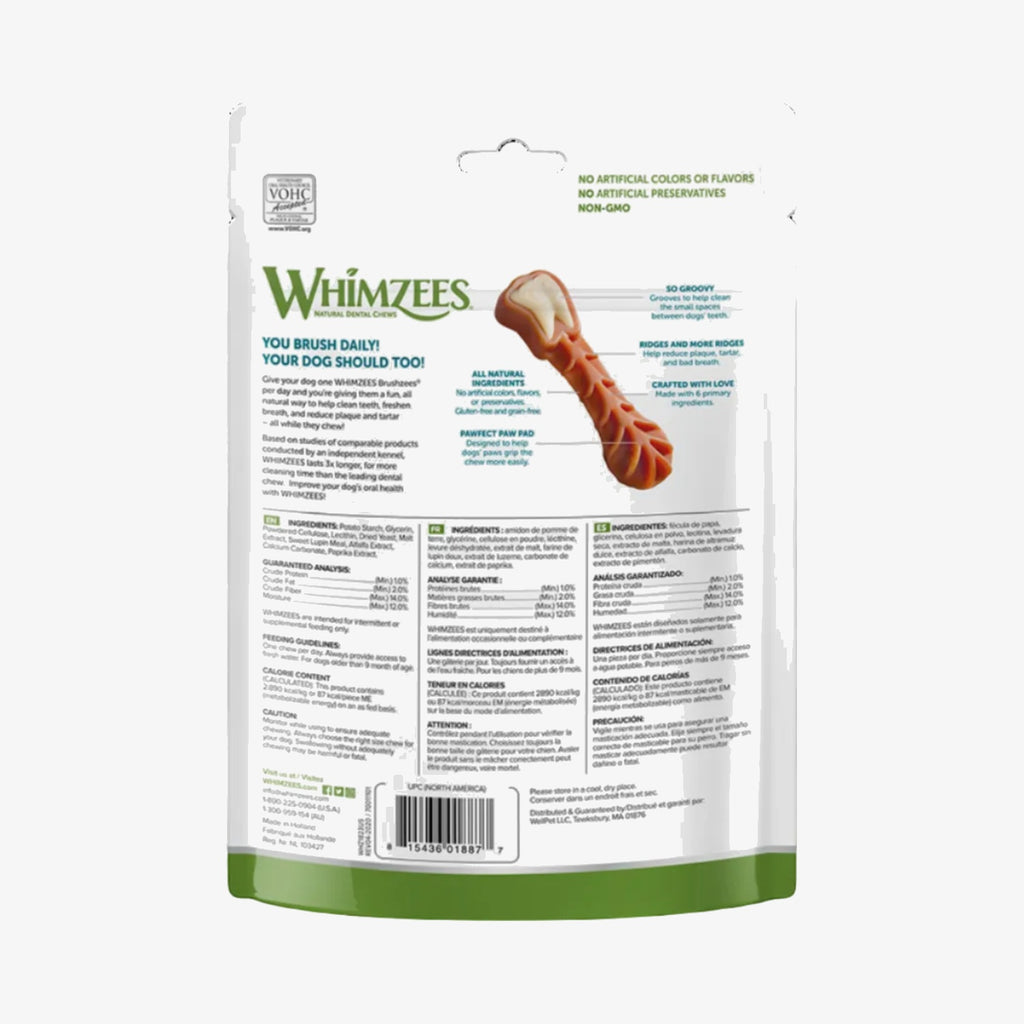 Whimzees brushzeezes dental chews for dogs (4 X 7.4oz )