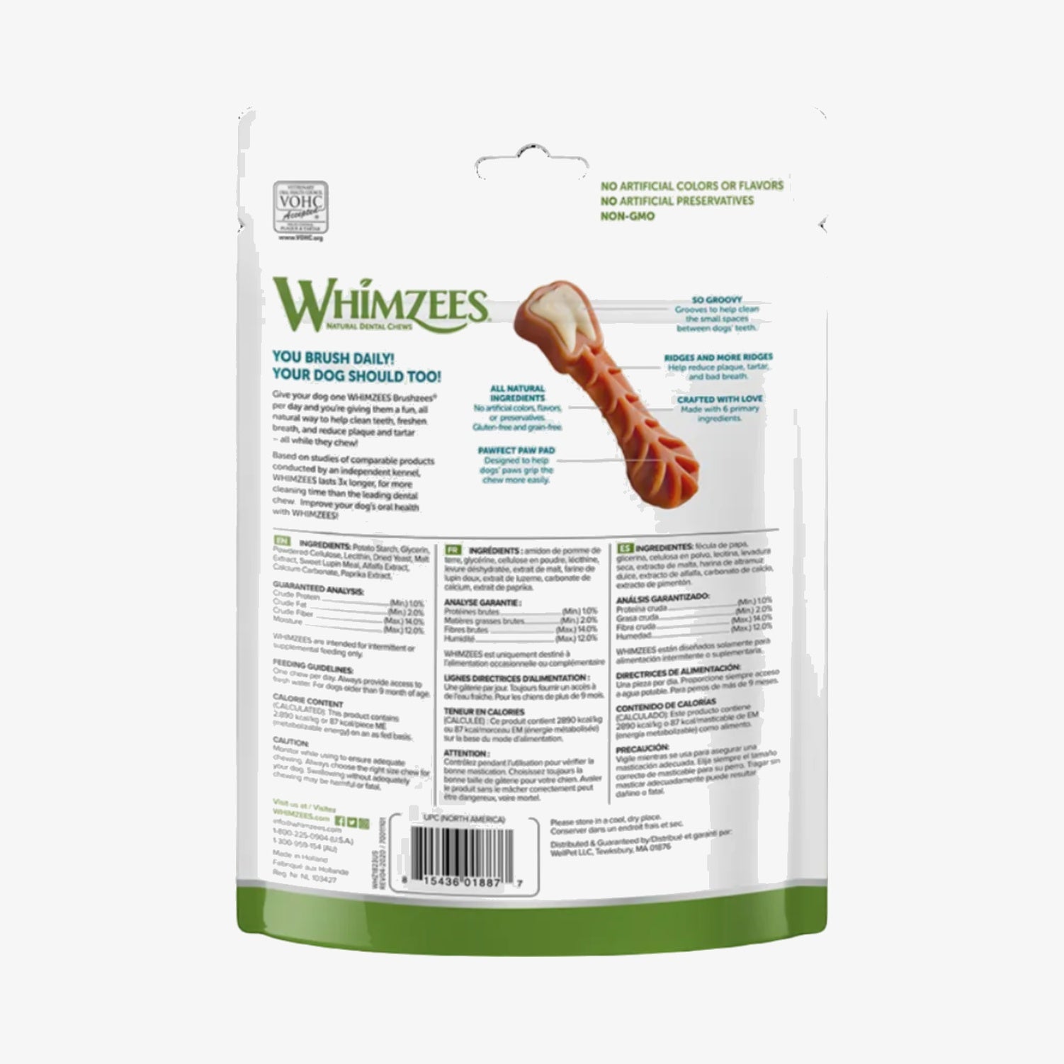 Whimzees brushzeezes dental chews for dogs (4 X 7.4oz )