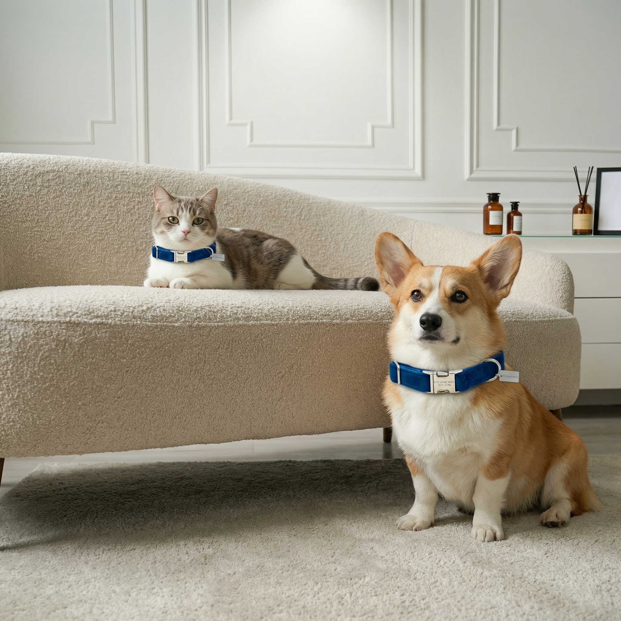 Small Dog & Cat Collar – Dark Blue Velvet