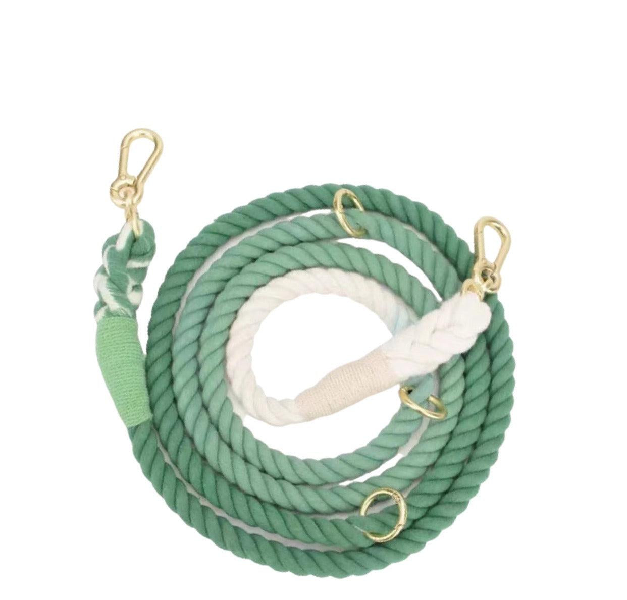 HANDS FREE DOG ROPE LEASH - OMBRE GREEN-0