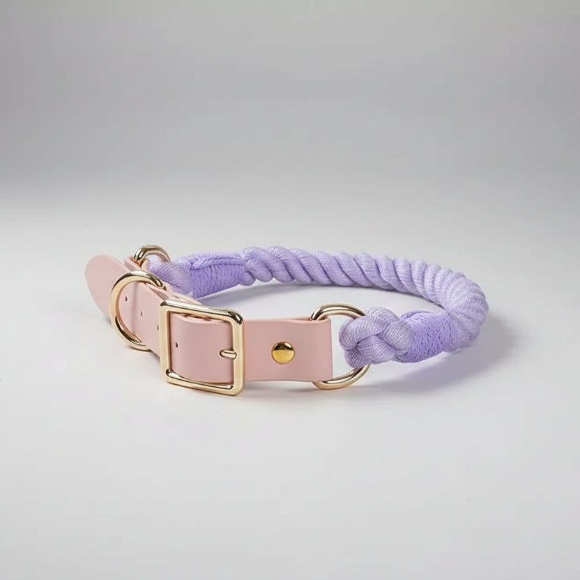 Luxe Royal Leather Rope Collar - Heliotrope-0