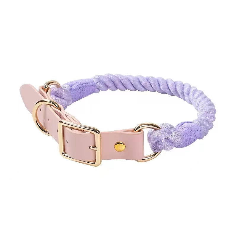 Luxe Royal Leather Rope Collar – Heliotrope