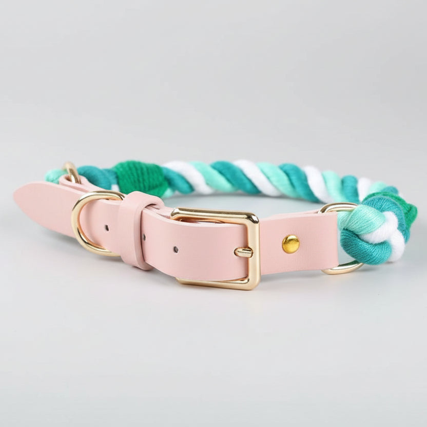 Luxe Royal Leather Rope Collar - Natural-0