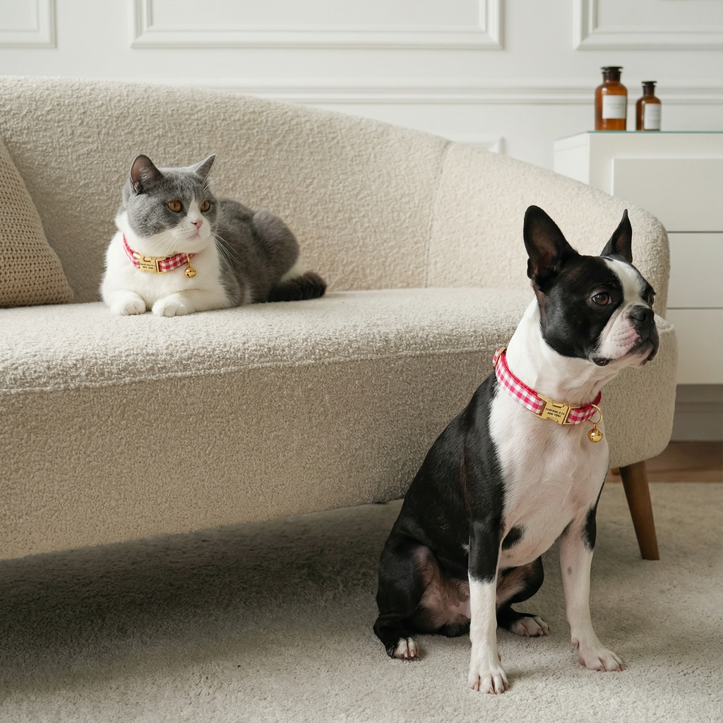 Small Dog & Cat Collar – French Vermilion Stripe