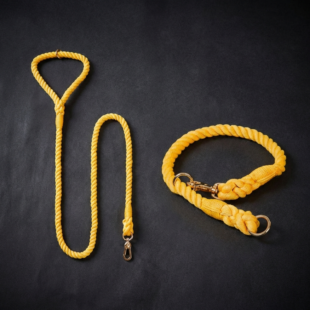 Dog Rope Leash & Collar Set – Golden Garden