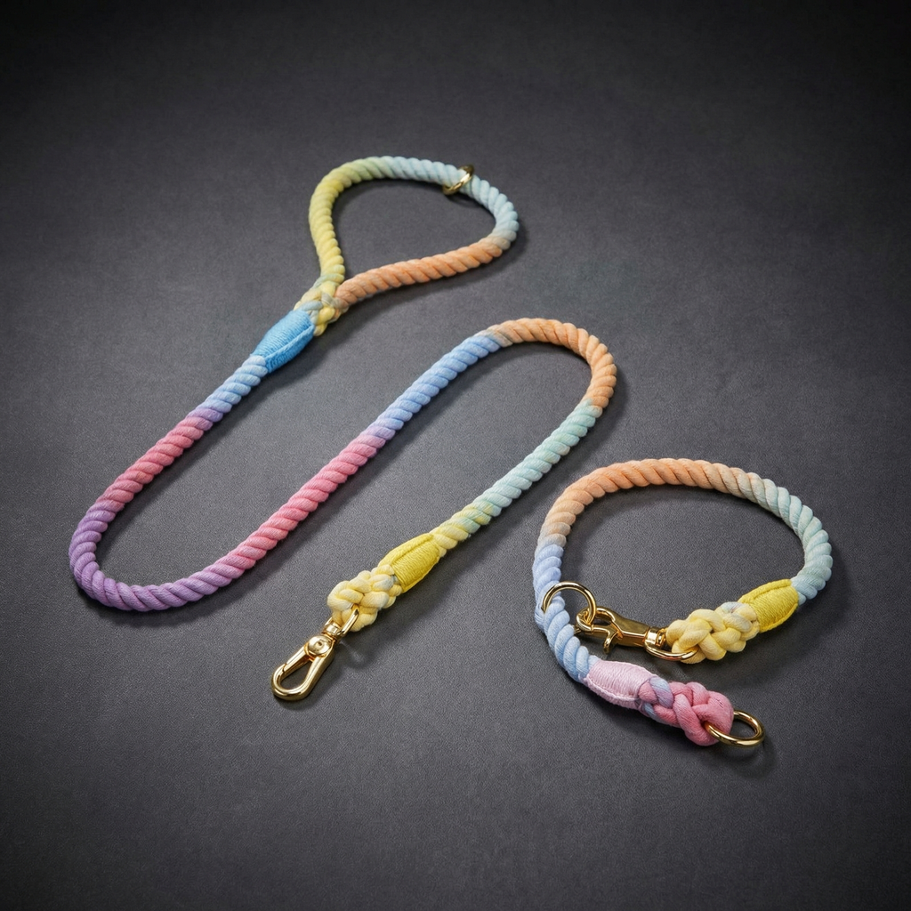 Dog Rope Leash & Collar Set – Macaron