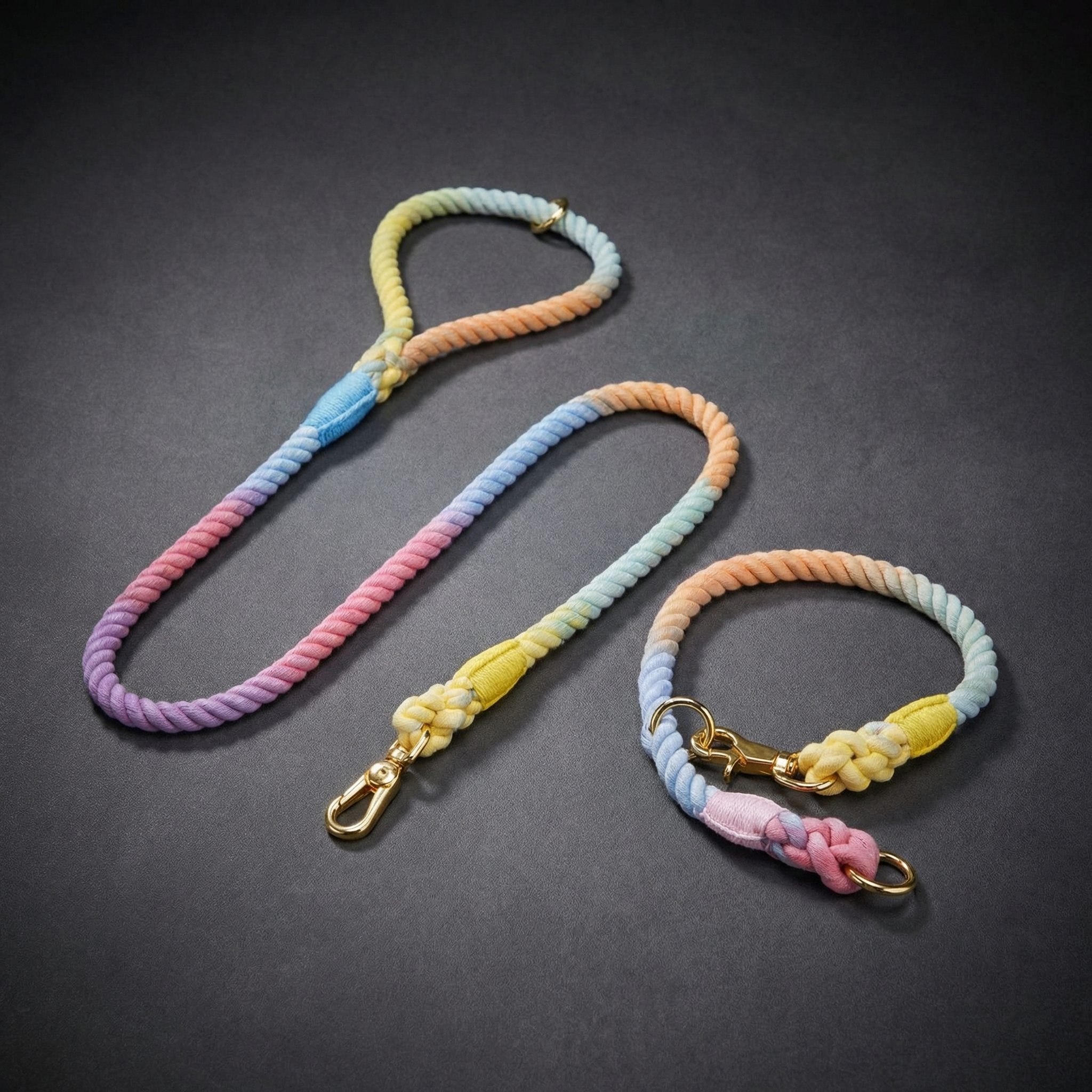 Dog Rope Leash & Collar Set – Macaron