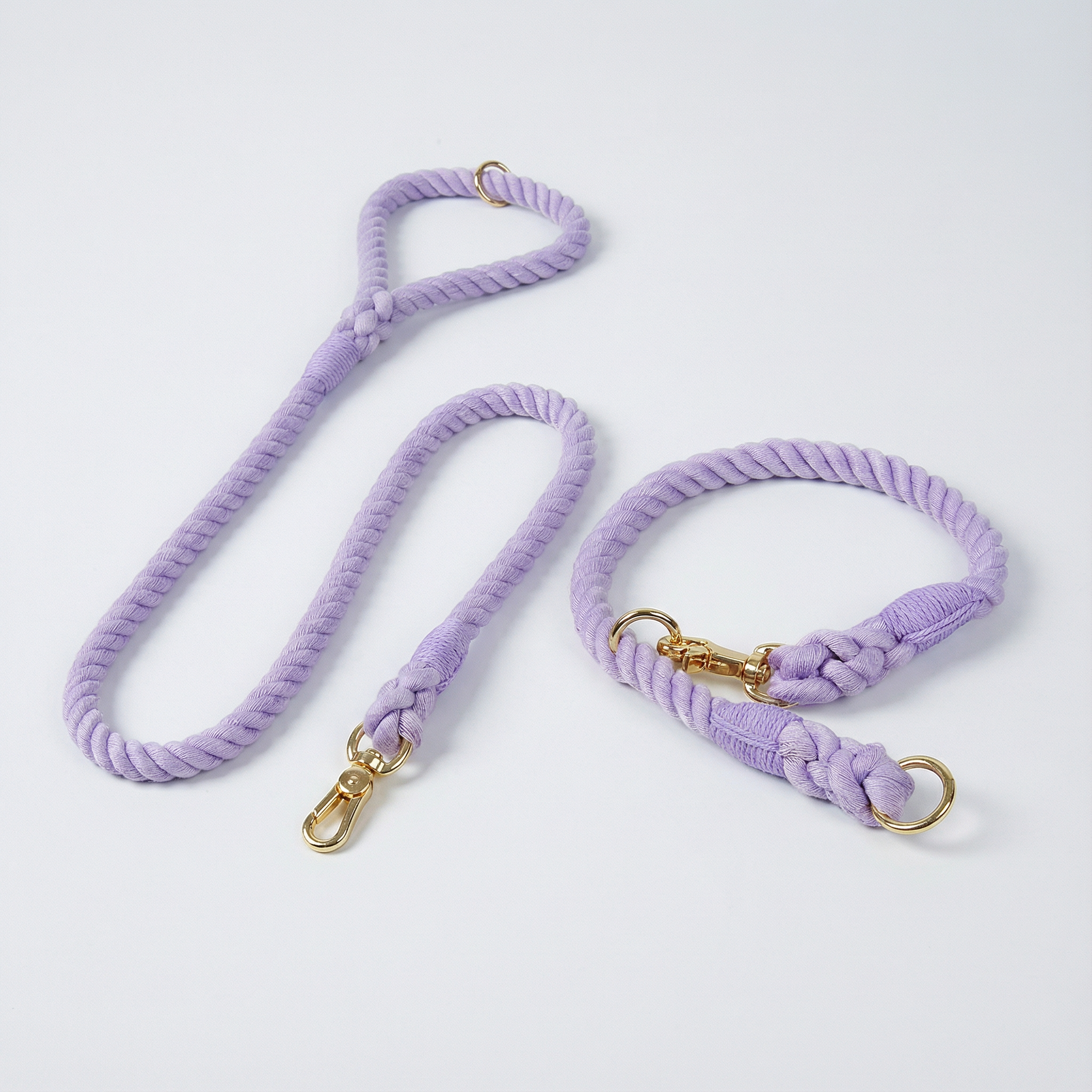 Dog Rope Leash & Collar Set – Violet