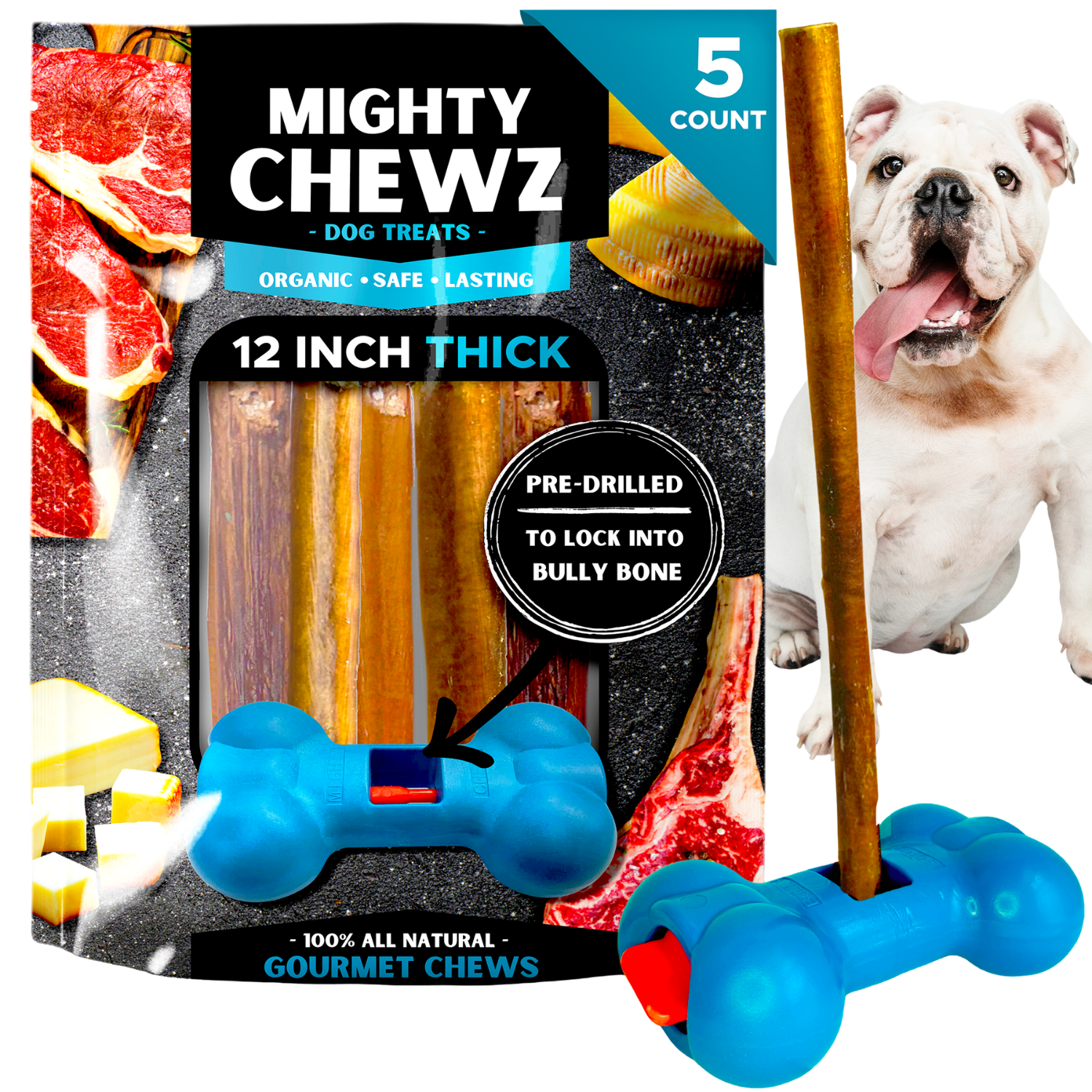12" Thick Bully Sticks - Bully Bone Included-0