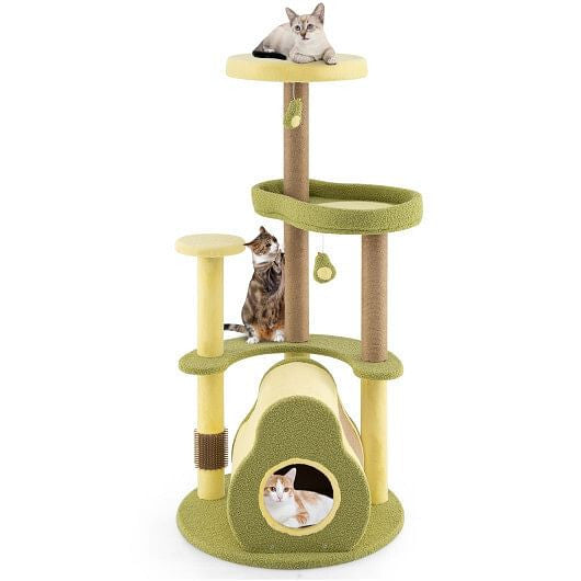 Freestanding Multi-level Avocado Cat Tower with Private Condo-Green