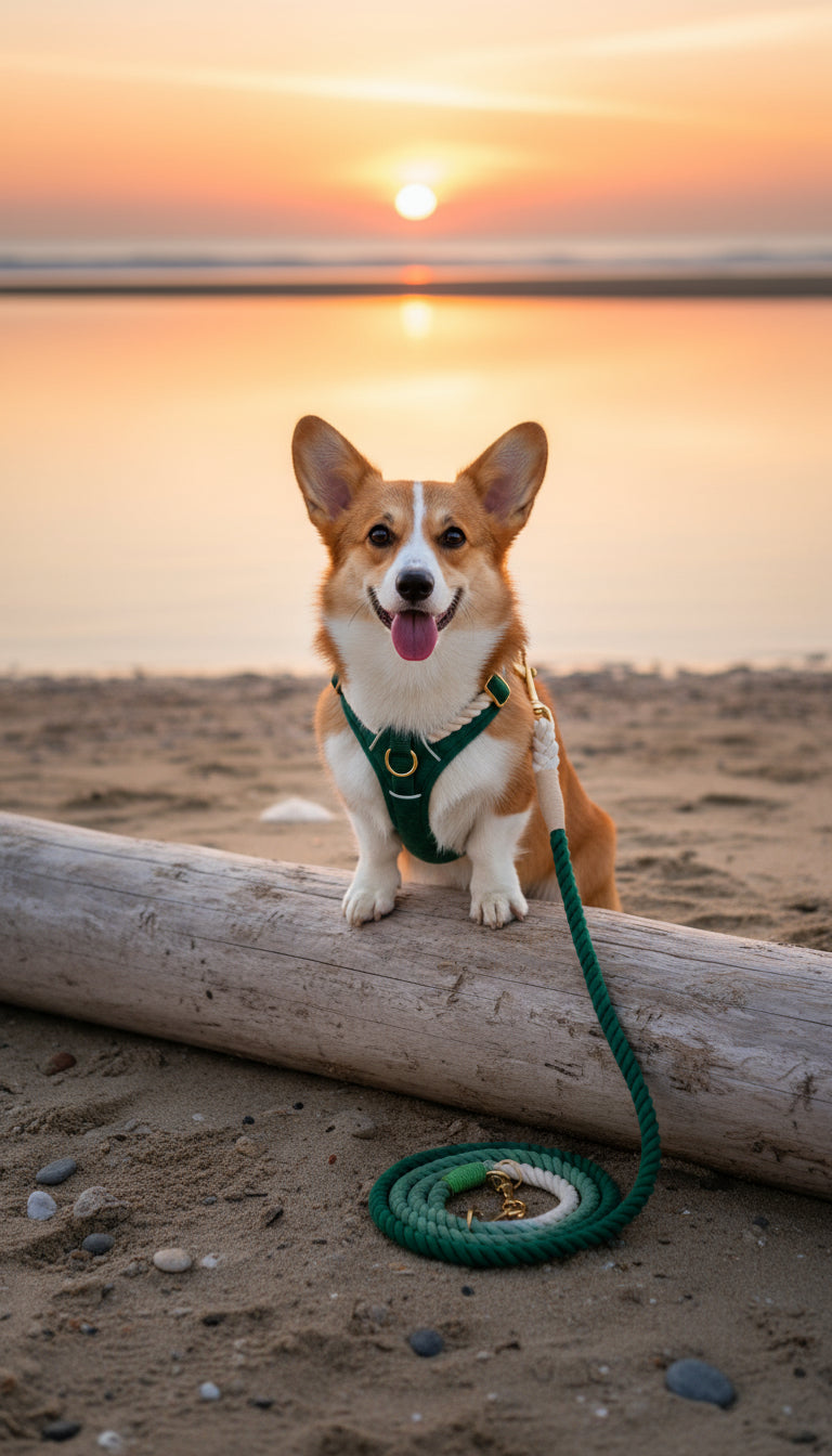 The Urban Hands-Free Rope Leash – Ombre Green