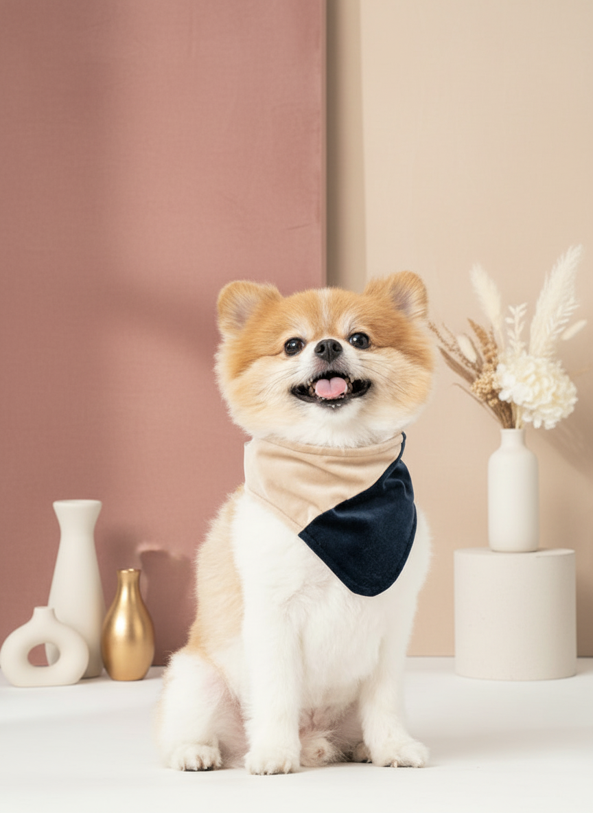 The 2-in-1 Bandana Collar – Beige & Blue
