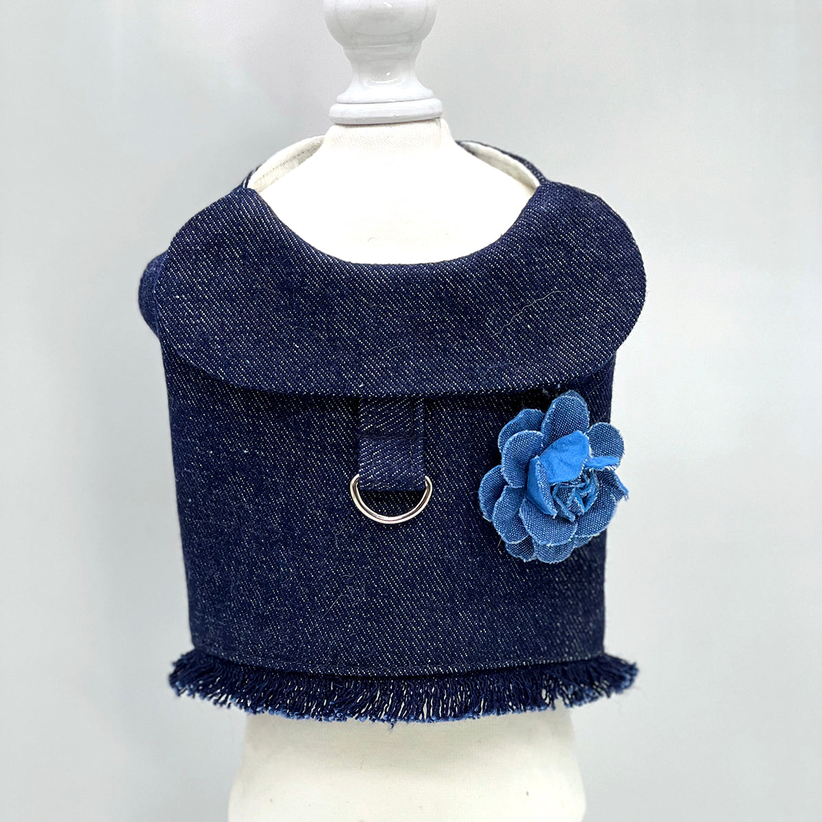 DCNY Denim Flower Harness Vest
