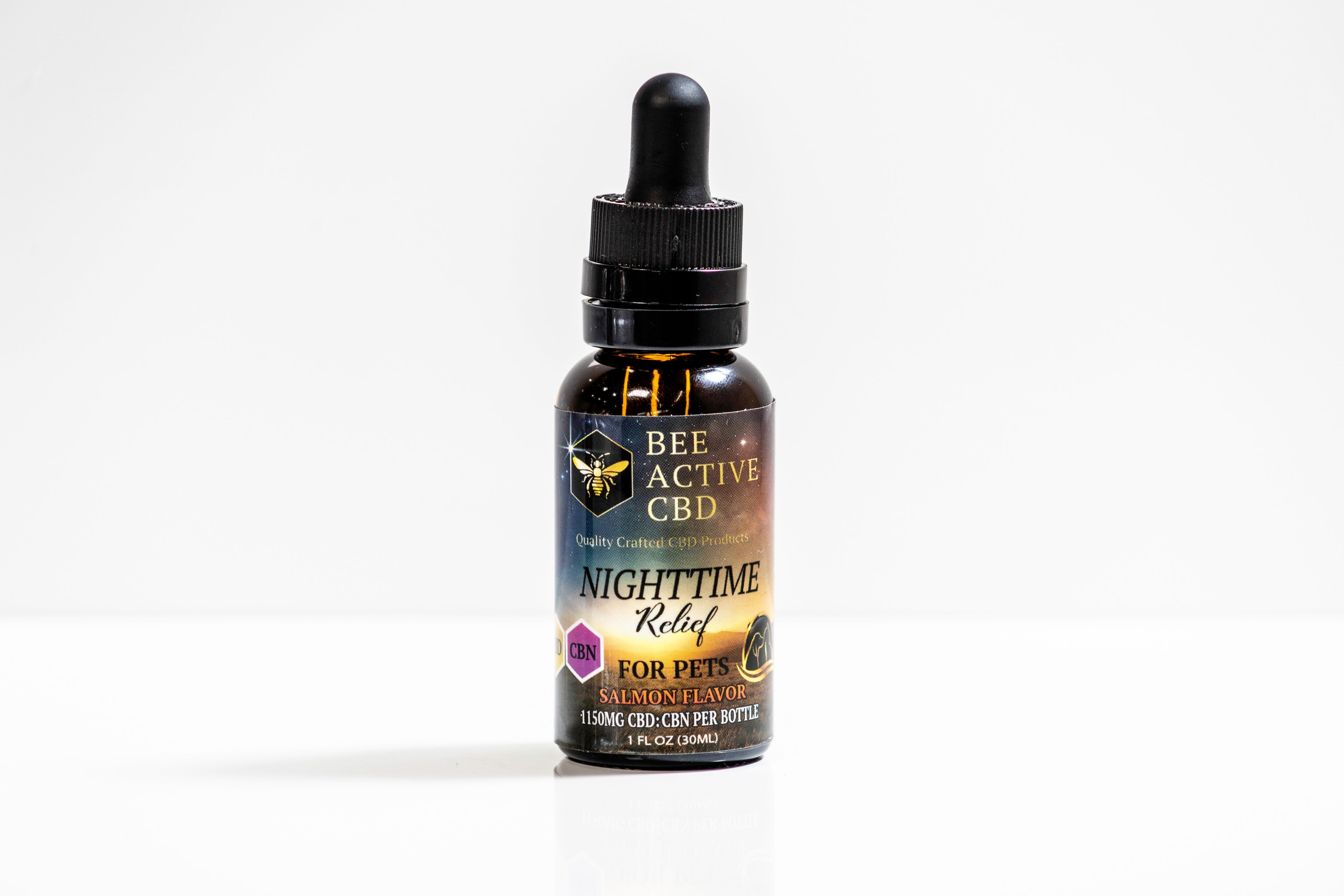 Bee Active Nighttime Relief Pet Tincture - CBD + CBN Salmon Flavor-1