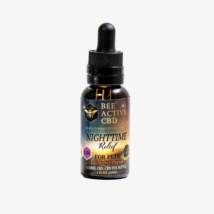 Bee Active Nighttime Relief Pet Tincture - CBD + CBN Salmon Flavor