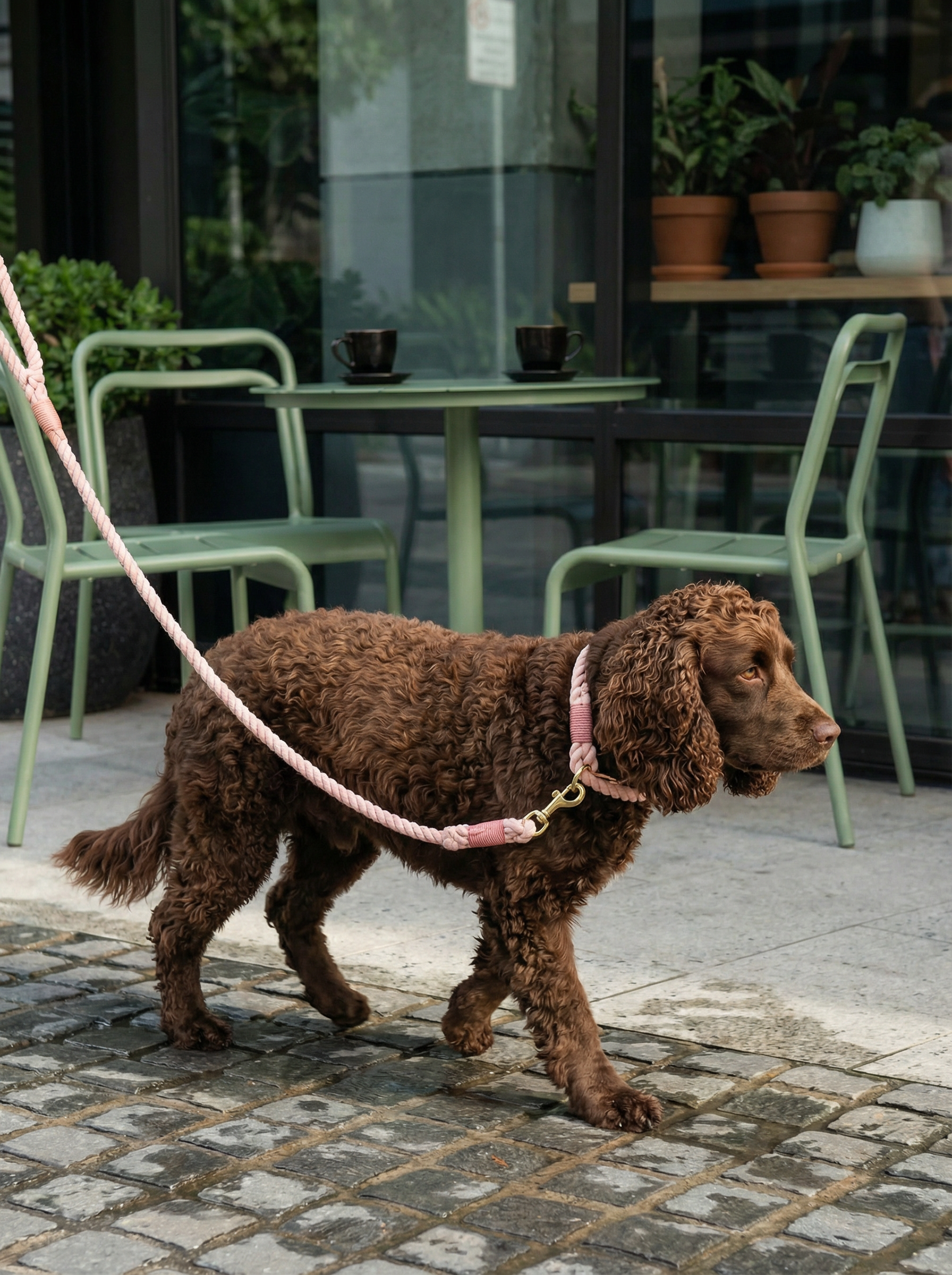 Dog Rope Leash & Collar Set – Cotton Coral