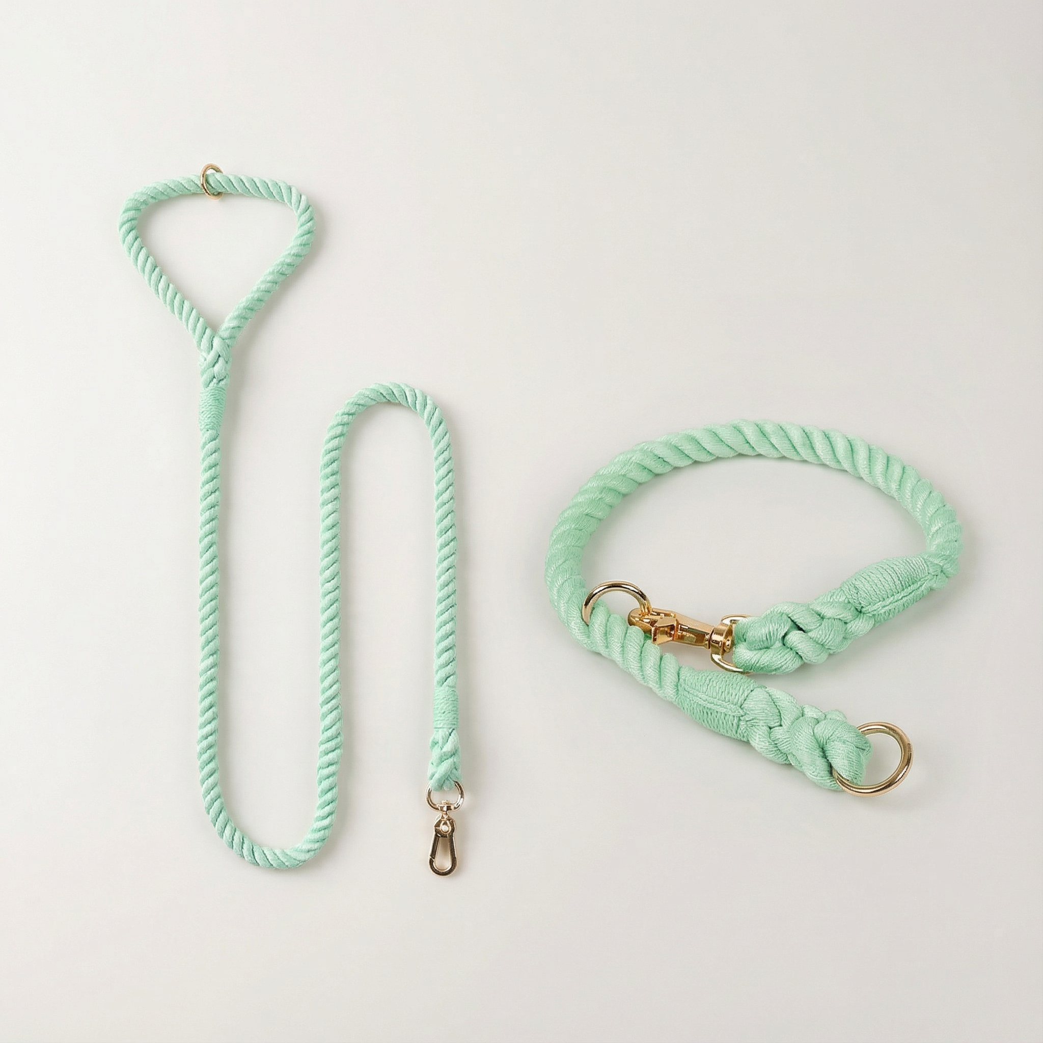 Dog Rope Leash & Collar Set – Mint Green