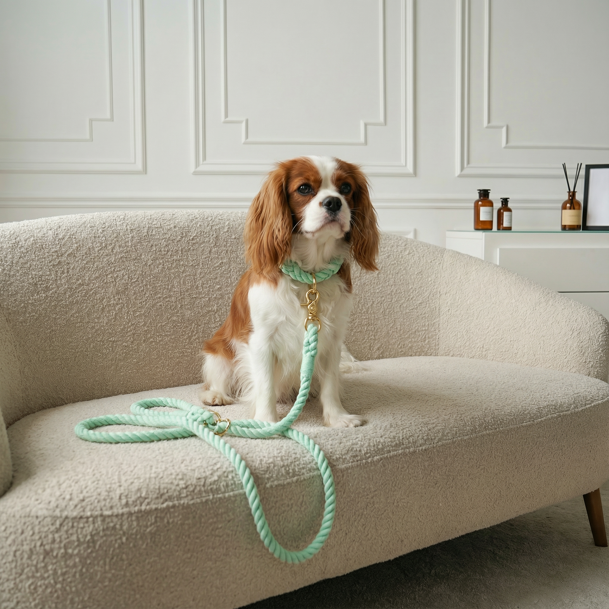 Dog Rope Leash & Collar Set – Mint Green