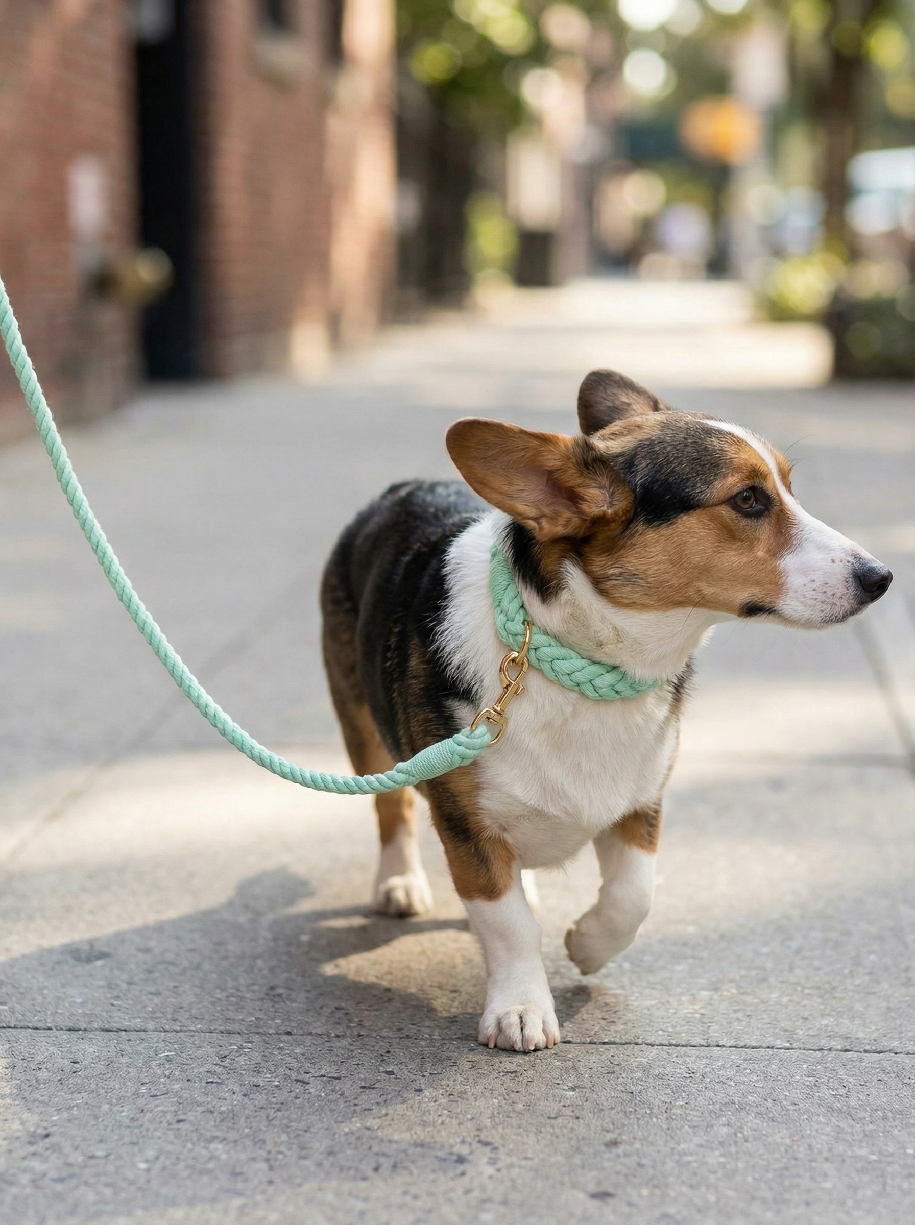 Dog Rope Leash & Collar Set – Mint Green