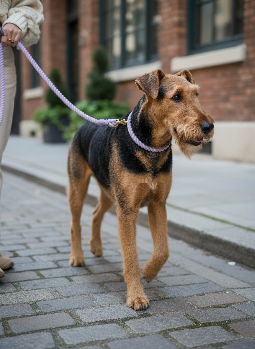 Dog Rope Leash & Collar Set – Violet