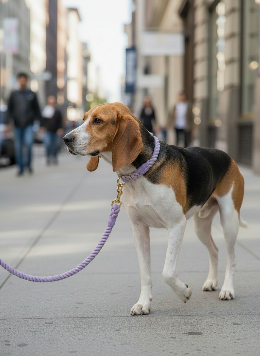 Dog Rope Leash & Collar Set – Violet