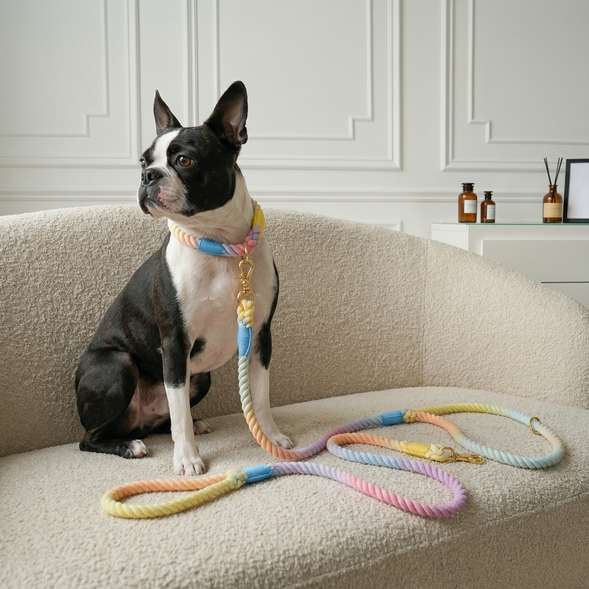Dog Rope Leash & Collar Set – Macaron