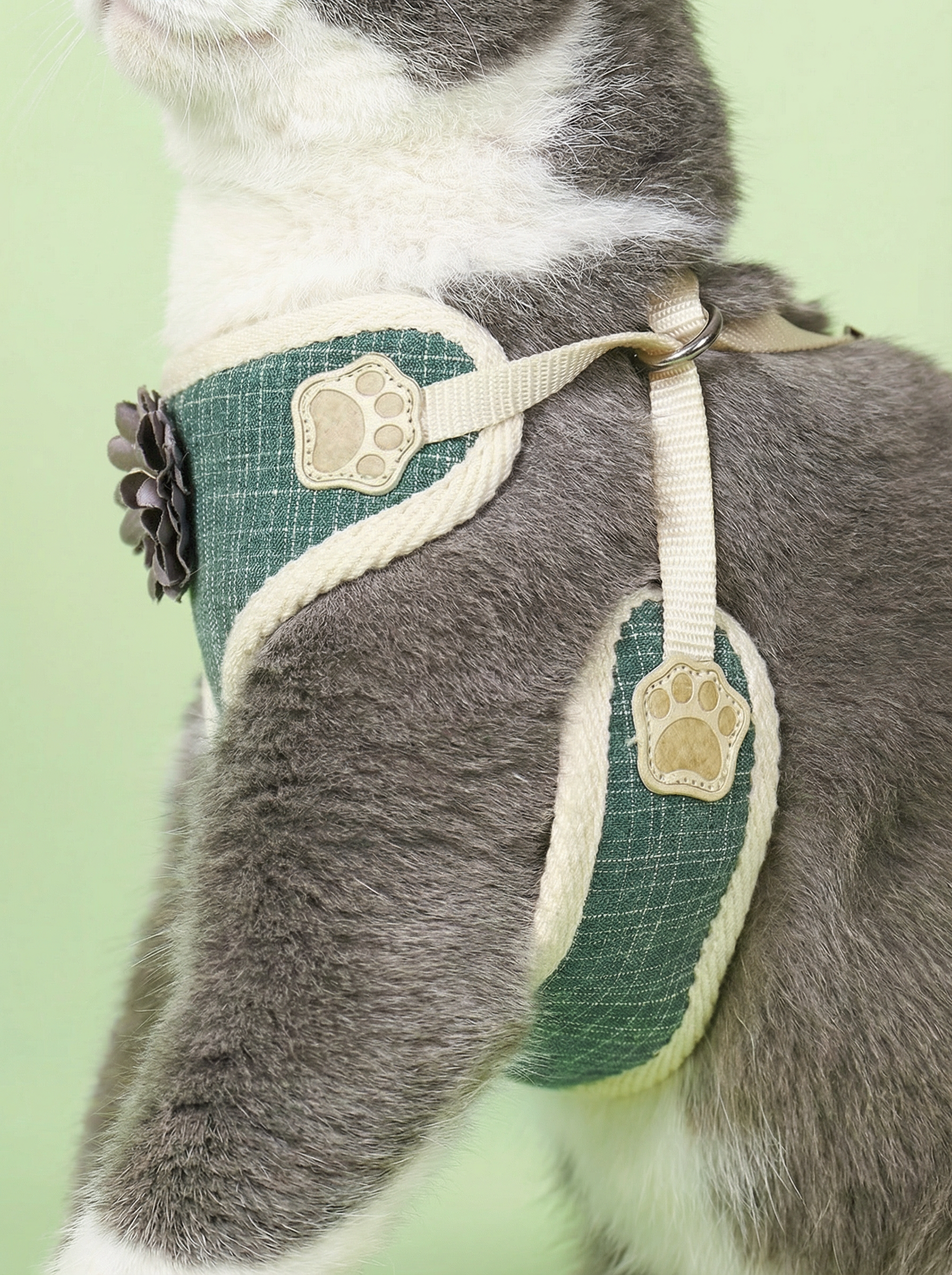 Floral Green Adjustable Cat Harness