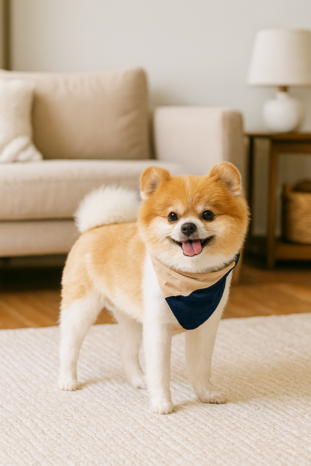 The 2-in-1 Bandana Collar – Beige & Blue
